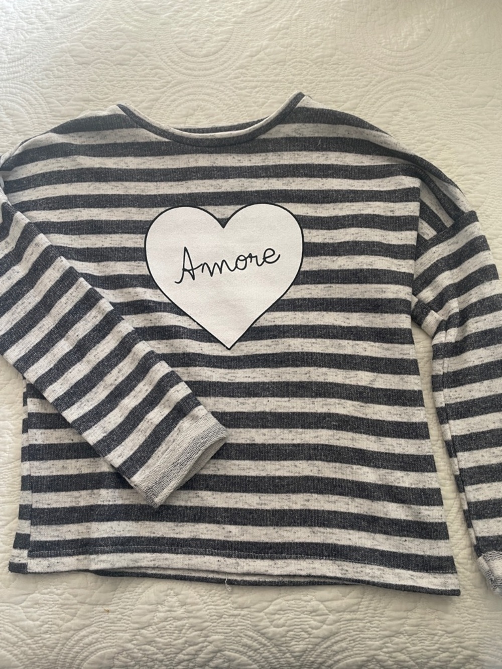 Striped 'Amore' Heart Pullover - Black & White